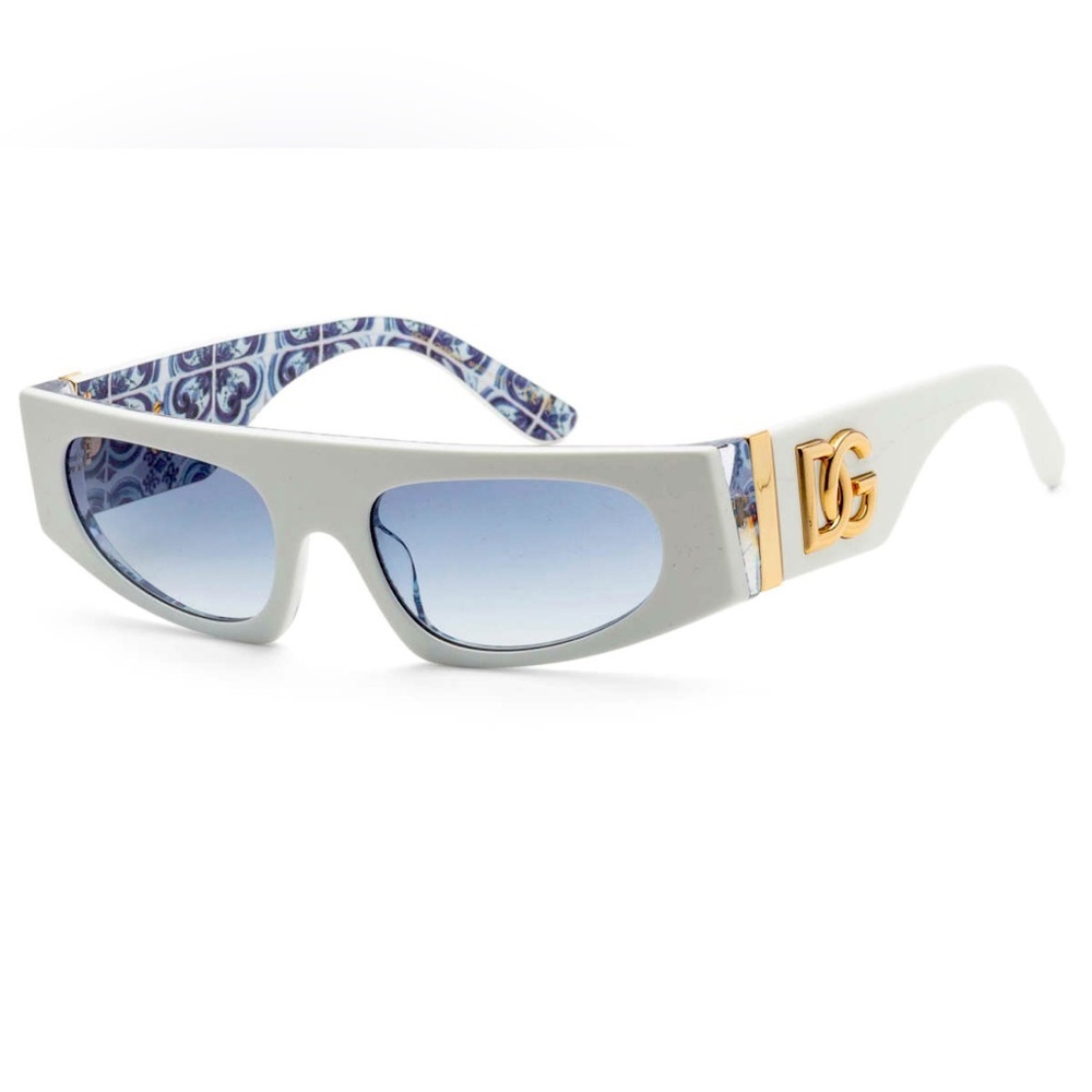 NEW Dolce & Gabbana White Blue Maiolica Italian Tile Designer Sunglasses & Box